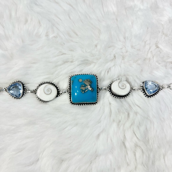 Persian Turquoise 925 Large Gemstone Necklace & Bracelet ONLY (synthetic) - Picture 5 of 9